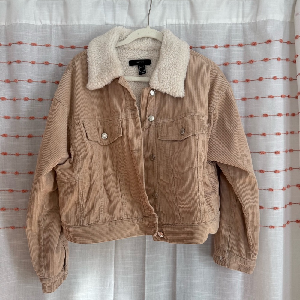 Forever 21 Cotton Corduroy Faux Shearling Jacket